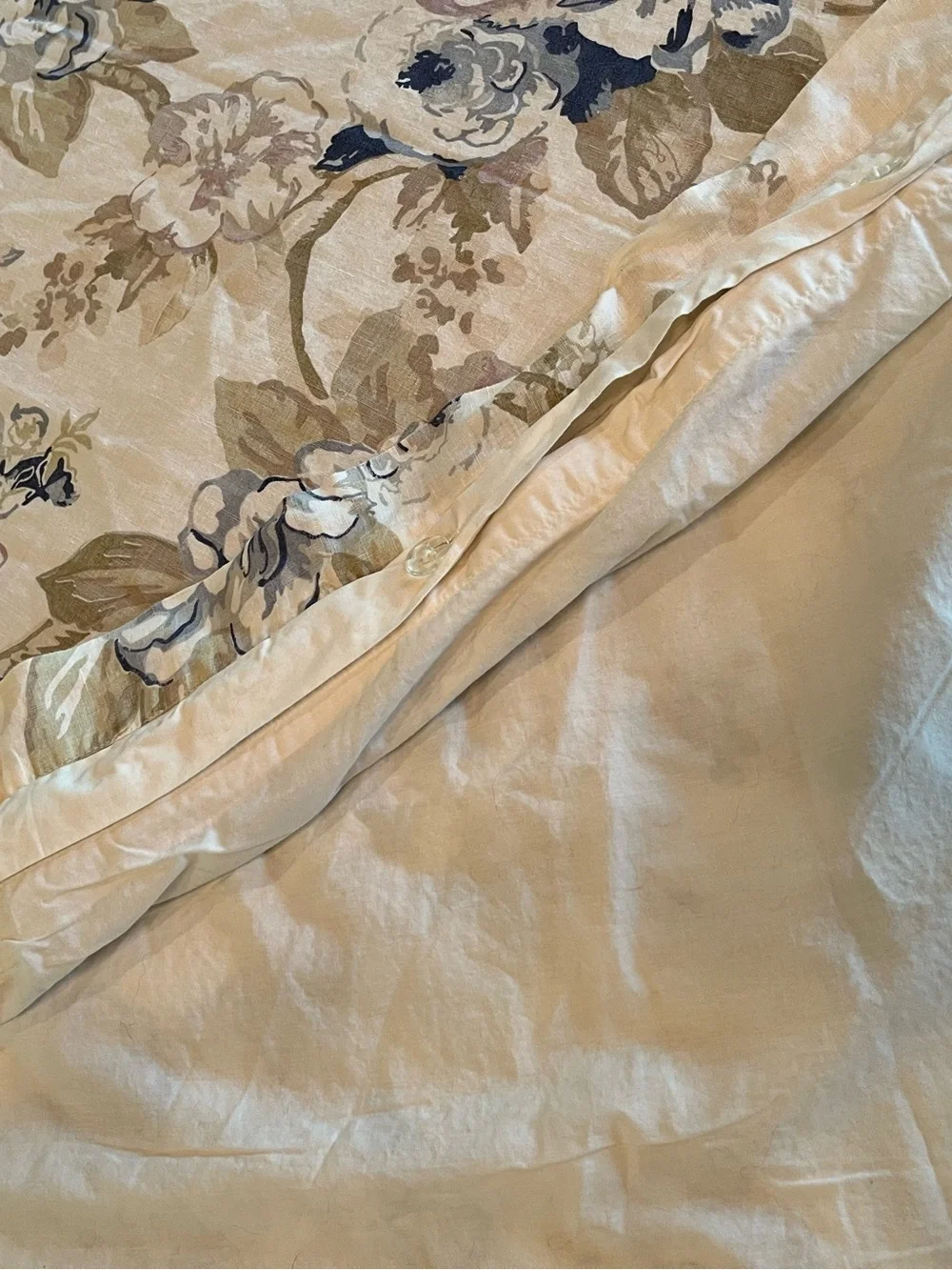 Noble Excellence KING Duvet Cover w/ (2) Std Shams 100% Linen Floral NWOT
